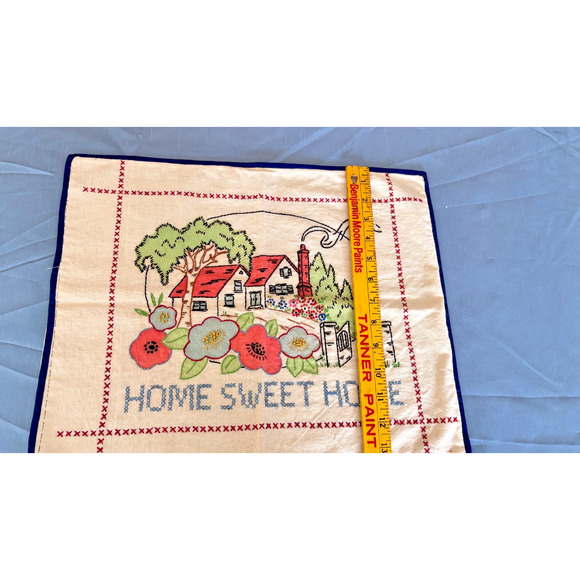 Vintage Embroidered/Cross Stitch Decorative Pillow Cover HOME SWEE HOME 17"x14" - Picture 12 of 15